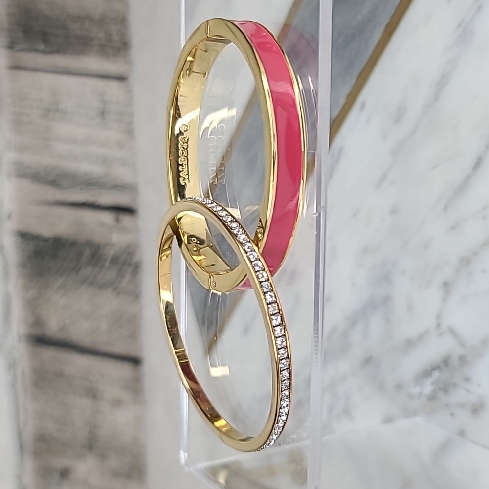 Swarovski Channel Set Crystal Pave Bangle/Talbots Enamel Hinge Magnetic Bracelet